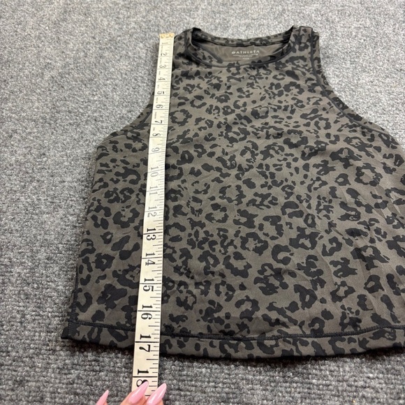 ATHLETA Women’s Shanti Leopard Print Racerback Cropped Black/Grey size: XXS - Picture 4 of 7